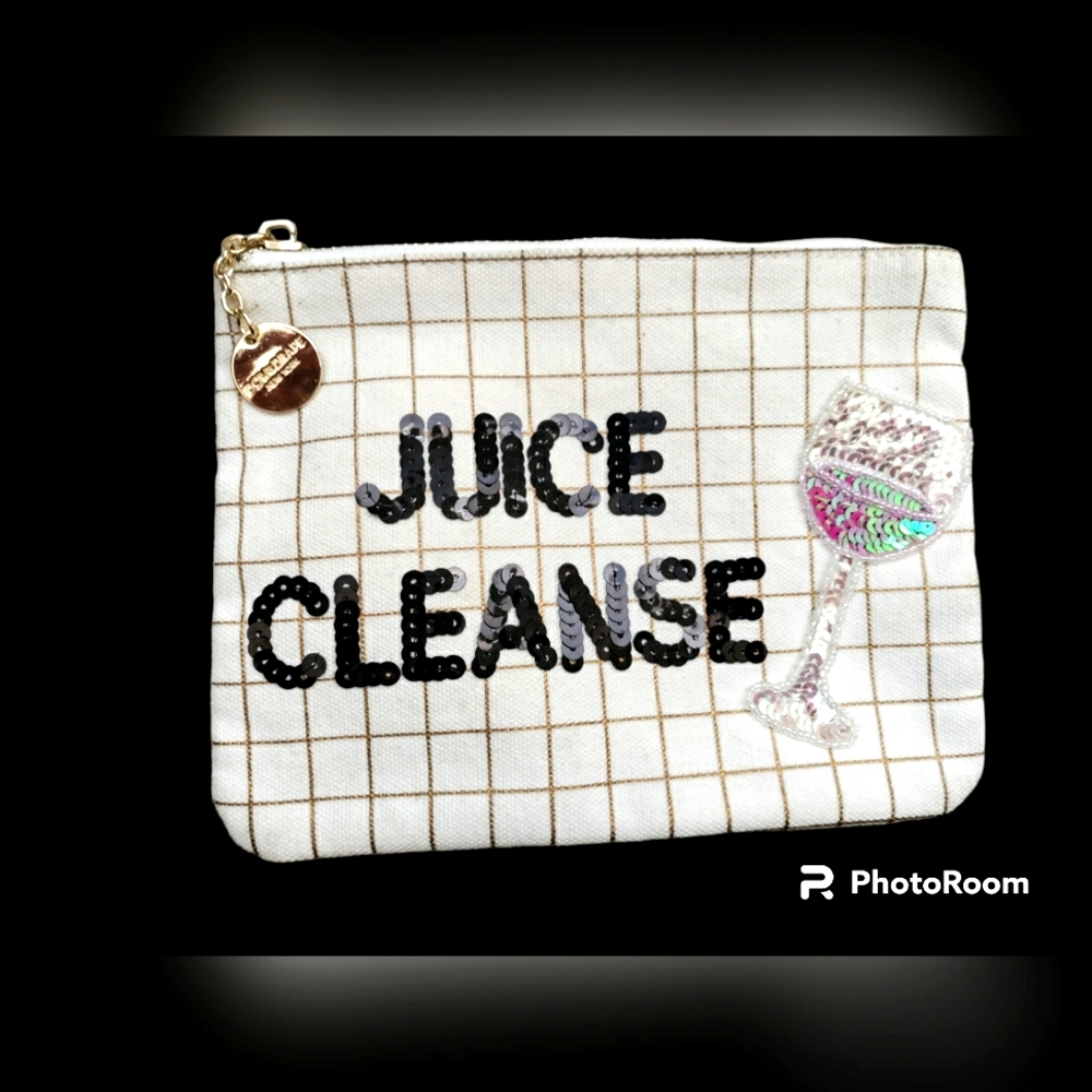 NWOT Juice Cleanse Wine Decorated make-up bag